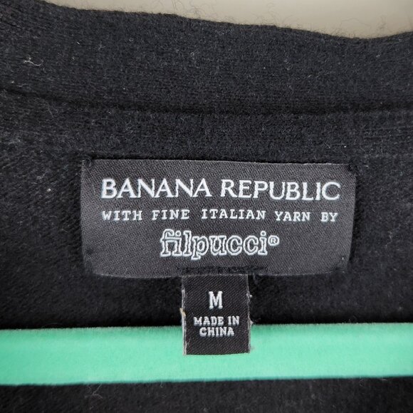 Banana Republic Filpucci Merino Wool Cashmere Slouchy V-Neck Sweater Black sz M - Picture 6 of 8